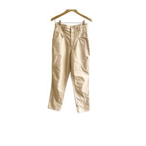 Isabel Murant Denim Jeans Tapered Leg Back Logo Cream Size 6